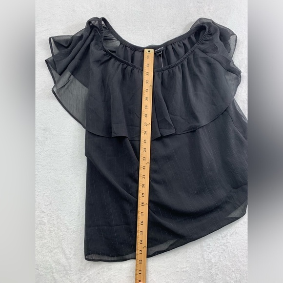 NEW Torrid 2, 2X, 18-20‎ Black Chiffon Asymmetrical Ruffle Blouse - Picture 7 of 9